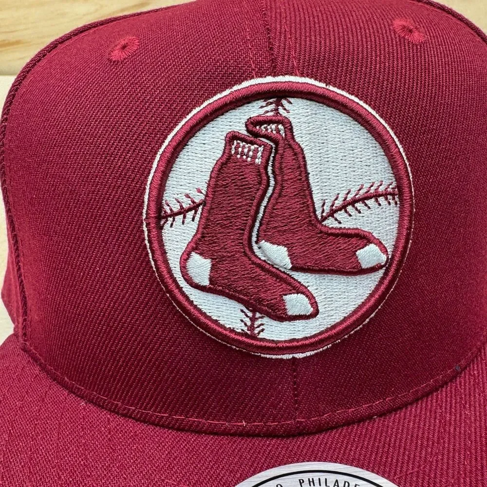 NEW Boston Red Sox Mitchell Ness Fitted sz 7 3/4 Liberty Fit Hat Cap Maroon